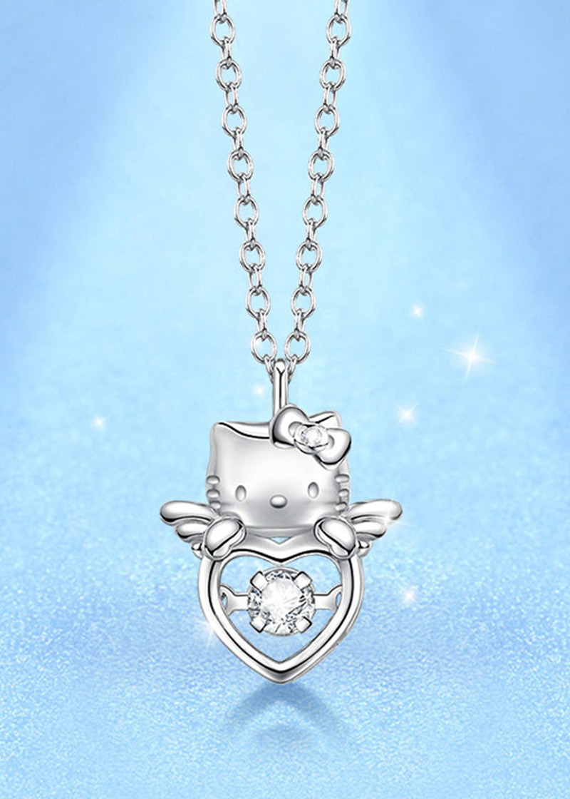 Hello Kitty Winged Heart Sterling Silver Necklace - Y2K Grunge 90s Retro Fashion by TIDE COLOR x SANRIO