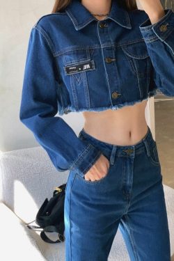 High End Y2K Cowboy Denim Jacket & Jeans Set - 90s Grunge, Retro, Summer, Party Outfits