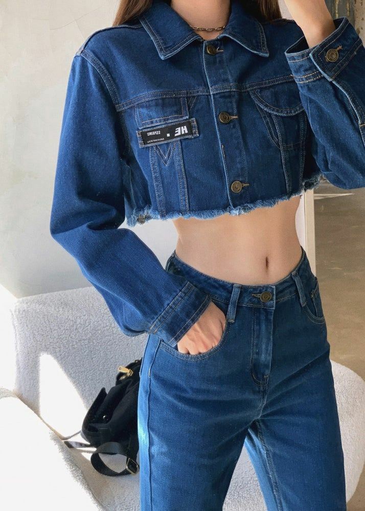 High End Y2K Cowboy Denim Jacket & Jeans Set - 90s Grunge, Retro, Summer, Party Outfits