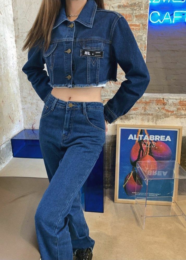 High End Y2K Cowboy Denim Jacket & Jeans Set - 90s Grunge, Retro, Summer, Party Outfits