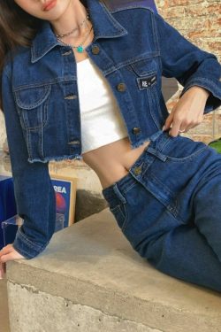 High End Y2K Cowboy Denim Jacket & Jeans Set - 90s Grunge, Retro, Summer, Party Outfits