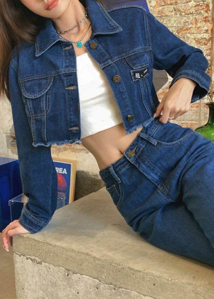 High End Y2K Cowboy Denim Jacket & Jeans Set - 90s Grunge, Retro, Summer, Party Outfits