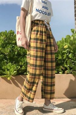 High Waist Checkered Pants - Y2K Summer, 90s Grunge, Retro Style, Y2K Club & Party Outfits