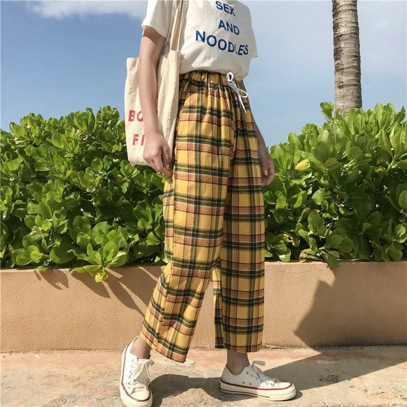 High Waist Checkered Pants - Y2K Summer, 90s Grunge, Retro Style, Y2K Club & Party Outfits
