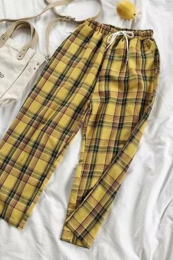 High Waist Checkered Pants - Y2K Summer, 90s Grunge, Retro Style, Y2K Club & Party Outfits