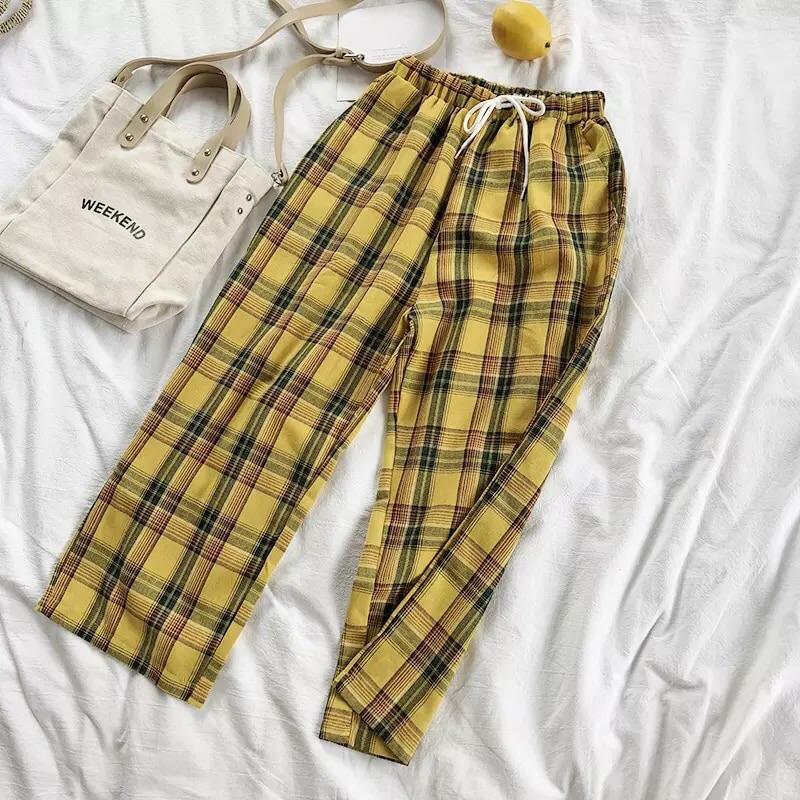 High Waist Checkered Pants - Y2K Summer, 90s Grunge, Retro Style, Y2K Club & Party Outfits