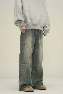HJK Exclusive Curved Denim Jeans - Y2K Summer, 90s Grunge, Retro Style, Y2K Club & Party Outfits