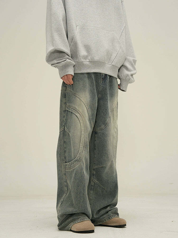 HJK Exclusive Curved Denim Jeans - Y2K Summer, 90s Grunge, Retro Style, Y2K Club & Party Outfits