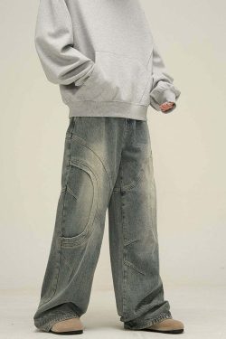 HJK Exclusive Curved Denim Jeans - Y2K Summer, 90s Grunge, Retro Style, Y2K Club & Party Outfits