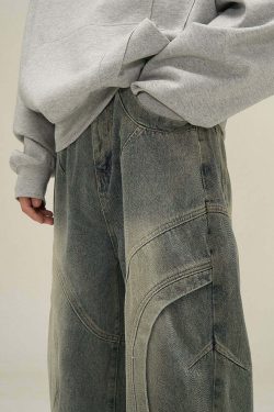 HJK Exclusive Curved Denim Jeans - Y2K Summer, 90s Grunge, Retro Style, Y2K Club & Party Outfits