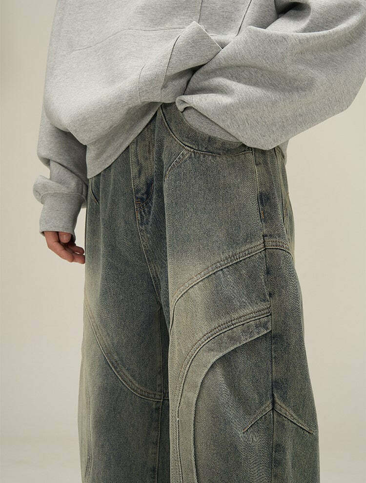 HJK Exclusive Curved Denim Jeans - Y2K Summer, 90s Grunge, Retro Style, Y2K Club & Party Outfits