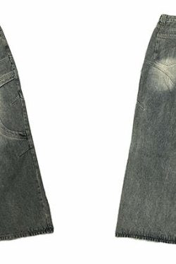 HJK Exclusive Curved Denim Jeans - Y2K Summer, 90s Grunge, Retro Style, Y2K Club & Party Outfits