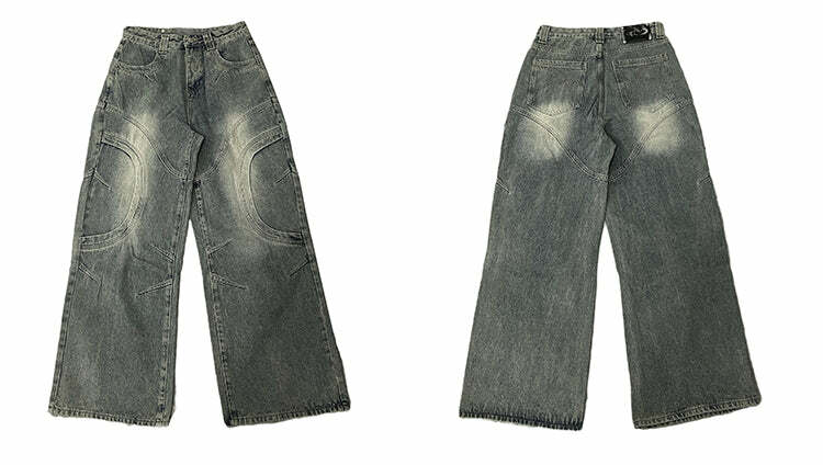 HJK Exclusive Curved Denim Jeans - Y2K Summer, 90s Grunge, Retro Style, Y2K Club & Party Outfits