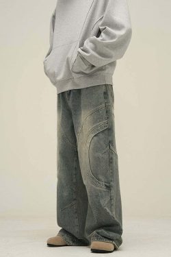 HJK Exclusive Curved Denim Jeans - Y2K Summer, 90s Grunge, Retro Style, Y2K Club & Party Outfits