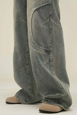 HJK Exclusive Curved Denim Jeans - Y2K Summer, 90s Grunge, Retro Style, Y2K Club & Party Outfits