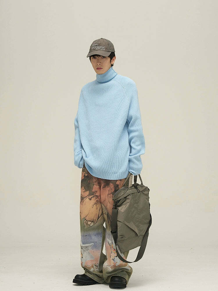 HJK Exclusive Oil Painted Jeans - Y2K Fashion, 90s Grunge, Retro Style, Y2K Summer Outfits