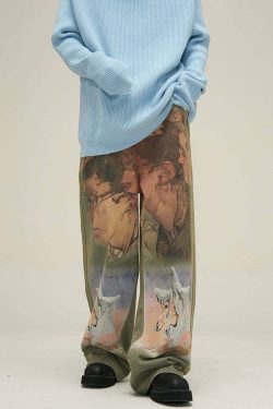 HJK Exclusive Oil Painted Jeans - Y2K Fashion, 90s Grunge, Retro Style, Y2K Summer Outfits