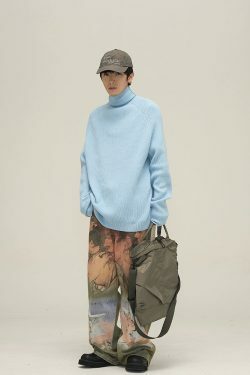 HJK Exclusive Oil Painted Jeans - Y2K Summer, 90s Grunge, Retro Hip Hop, Pastel Goth Fashion
