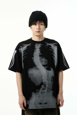 HJK Exclusive X-Ray Tee - Y2K Summer Grunge, 90s Retro, Gothic Y2K, Baby Tees, Y2