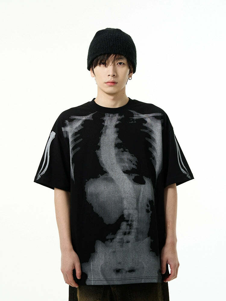 HJK Exclusive X-Ray Tee - Y2K Summer Grunge, 90s Retro, Gothic Y2K, Baby Tees, Y2