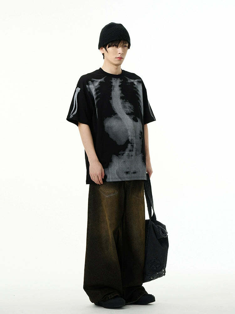 HJK Exclusive X-Ray Tee - Y2K Summer Grunge, 90s Retro, Gothic Y2K, Baby Tees, Y2