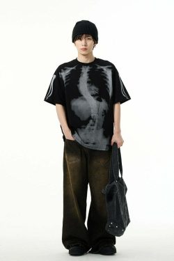 HJK Exclusive X-Ray Tee - Y2K Summer Grunge, 90s Retro, Gothic Y2K, Baby Tees, Y2