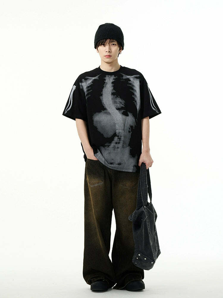 HJK Exclusive X-Ray Tee - Y2K Summer Grunge, 90s Retro, Gothic Y2K, Baby Tees, Y2