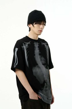 HJK Exclusive X-Ray Tee - Y2K Summer Grunge, 90s Retro, Gothic Y2K, Baby Tees, Y2