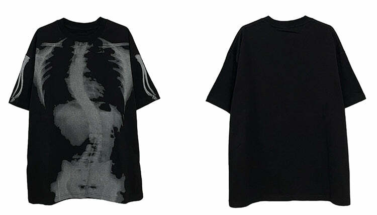 HJK Exclusive X-Ray Tee - Y2K Summer Grunge, 90s Retro, Gothic Y2K, Baby Tees, Y2