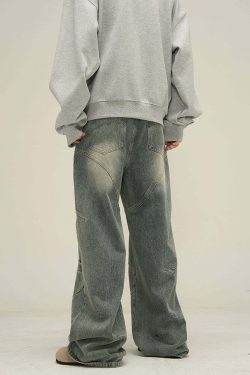 HJK Exclusive Y2K Curved Denim Jeans - 90s Grunge, Retro, Summer & Party Outfits