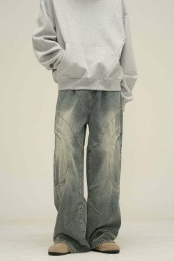 HJK Exclusive Y2K Curved Denim Jeans - 90s Grunge, Retro, Summer & Party Outfits