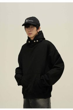 HJK Exclusive Y2K Grunge Button Latch Hoodie - Retro 90s Fashion, Summer & Party Outfits