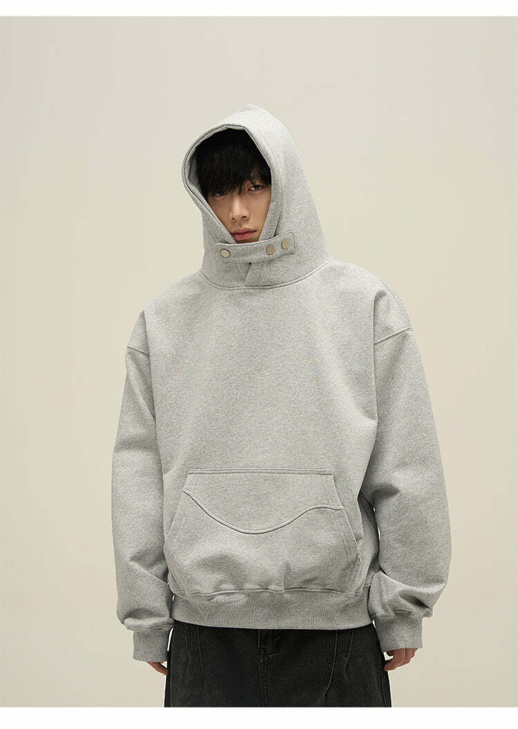 HJK Exclusive Y2K Grunge Button Latch Hoodie - Retro 90s Fashion, Summer & Party Outfits