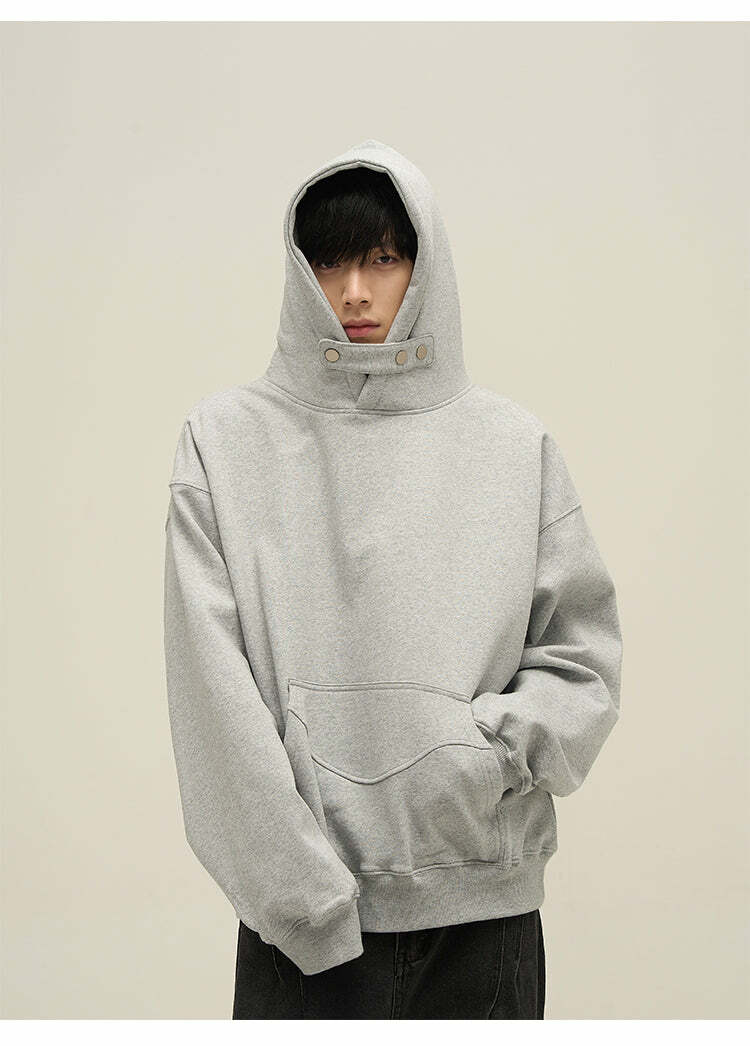 HJK Exclusive Y2K Grunge Button Latch Hoodie - Retro 90s Fashion, Summer & Party Outfits
