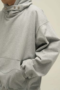 HJK Exclusive Y2K Grunge Button Latch Hoodie - Retro 90s Fashion, Summer & Party Outfits