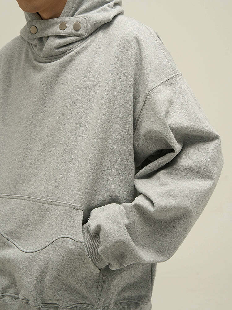 HJK Exclusive Y2K Grunge Button Latch Hoodie - Retro 90s Fashion, Summer & Party Outfits