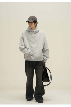 HJK Exclusive Y2K Grunge Button Latch Hoodie - Retro 90s Fashion, Summer & Party Outfits