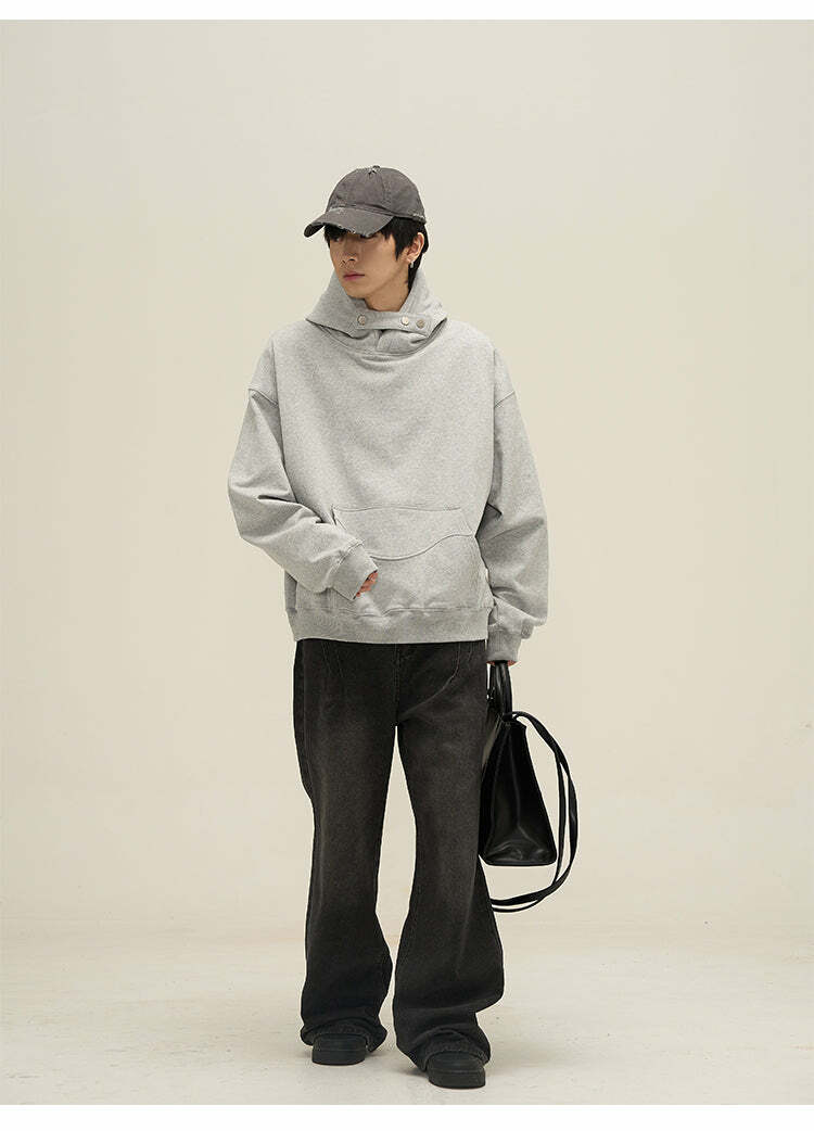 HJK Exclusive Y2K Grunge Button Latch Hoodie - Retro 90s Fashion, Summer & Party Outfits