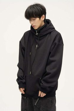 HJK Exclusive Y2K Grunge Double Panel Hooded Zip Jacket - 90s Retro Summer Fashion Outfit