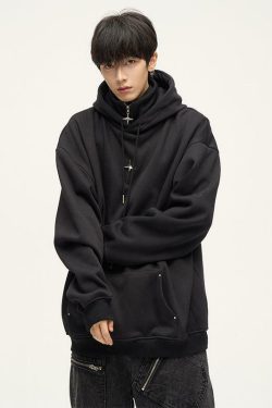 HJK Exclusive Y2K Grunge Double Panel Hooded Zip Jacket - 90s Retro Summer Fashion Outfit