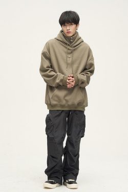 HJK Exclusive Y2K Grunge Double Panel Hooded Zip Jacket - 90s Retro Summer Fashion Outfit