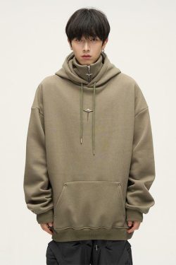 HJK Exclusive Y2K Grunge Double Panel Hooded Zip Jacket - 90s Retro Summer Fashion Outfit