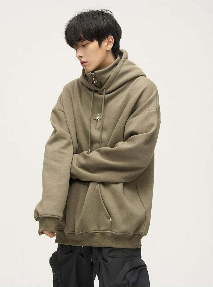 HJK Exclusive Y2K Grunge Double Panel Hooded Zip Jacket - 90s Retro Summer Fashion Outfit
