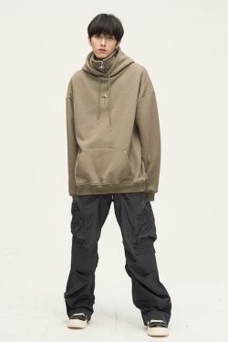 HJK Exclusive Y2K Grunge Double Panel Hooded Zip Jacket - 90s Retro Summer Fashion Outfit