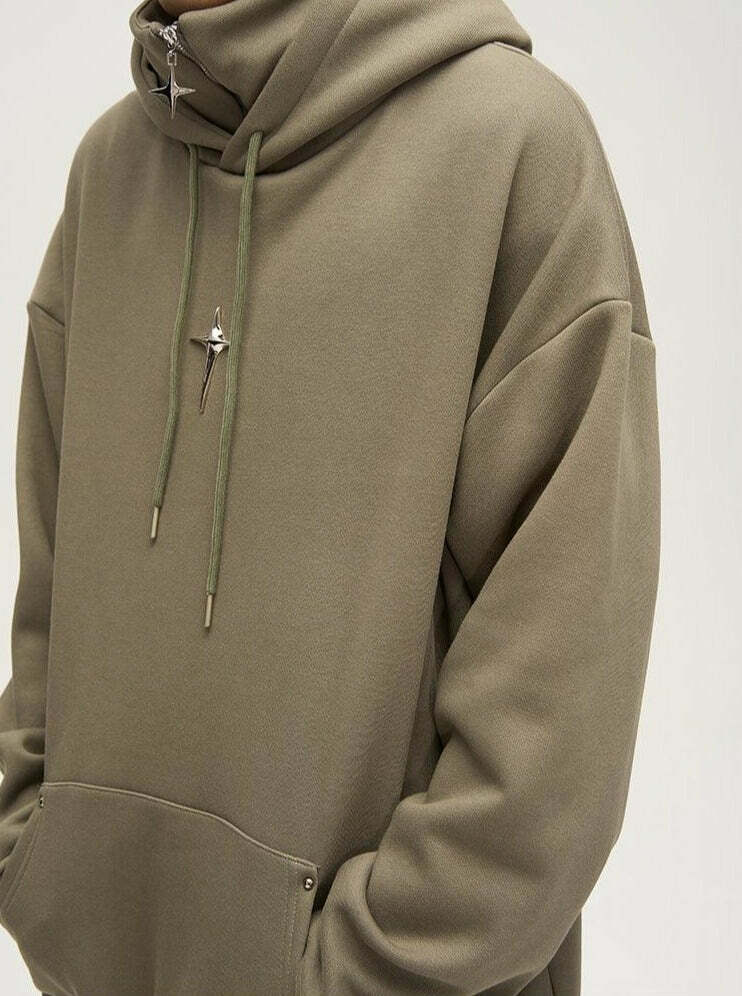 HJK Exclusive Y2K Grunge Double Panel Hooded Zip Jacket - 90s Retro Summer Fashion Outfit