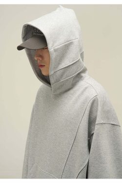 HJK Exclusive Y2K Grunge Paneled Hoodie - Retro 90s Fashion, Summer & Party Outfits