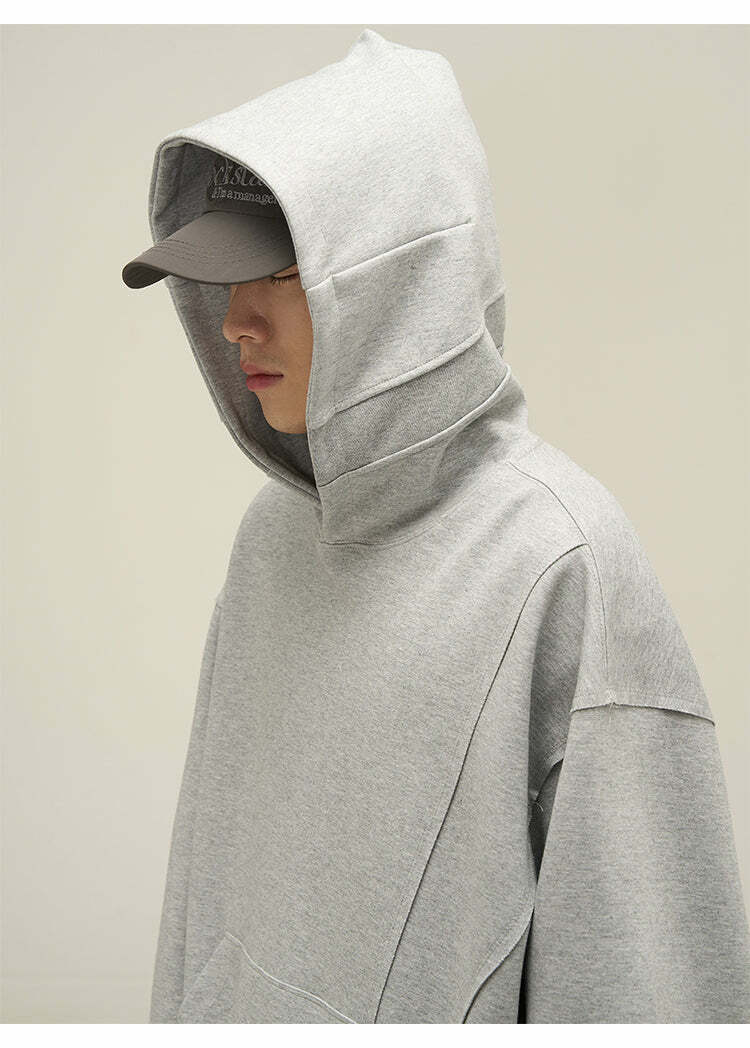 HJK Exclusive Y2K Grunge Paneled Hoodie - Retro 90s Fashion, Summer & Party Outfits