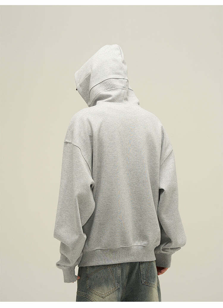 HJK Exclusive Y2K Grunge Paneled Hoodie - Retro 90s Fashion, Summer & Party Outfits