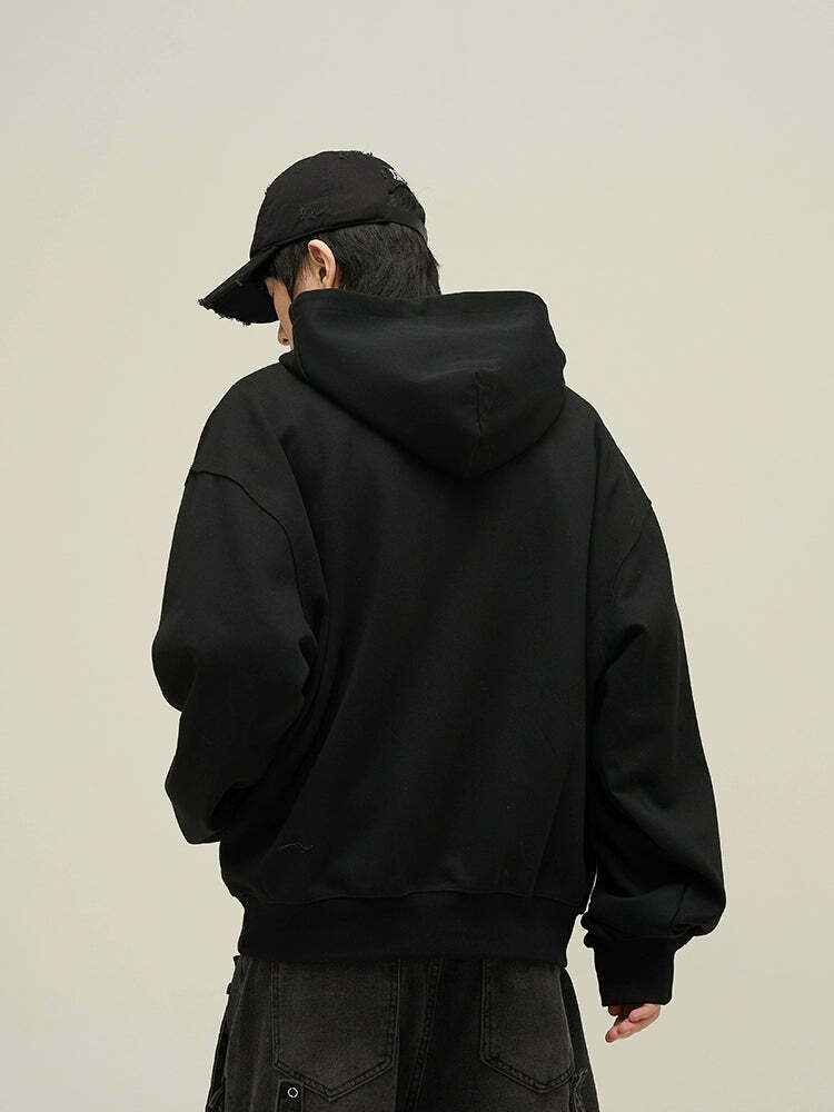 HJK Exclusive Y2K Grunge Paneled Hoodie - Retro 90s Fashion, Summer & Party Outfits
