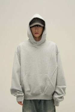 HJK Exclusive Y2K Grunge Paneled Hoodie - Retro 90s Fashion, Summer & Party Outfits